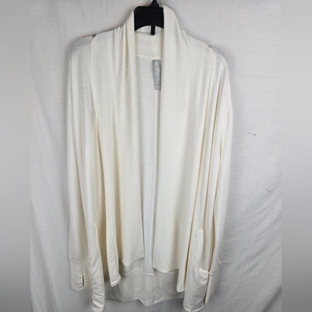 Athleta Elegant Off White Women's Long Sleeve Cardigan Sweater Sz XS